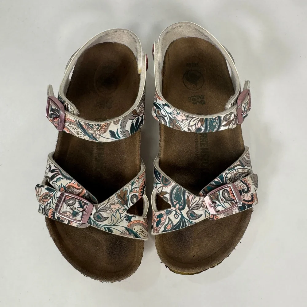 Birkenstock Rio Boys Paisley Floral Cork Footbed Sandals Size 29 EU 11-11.5 US